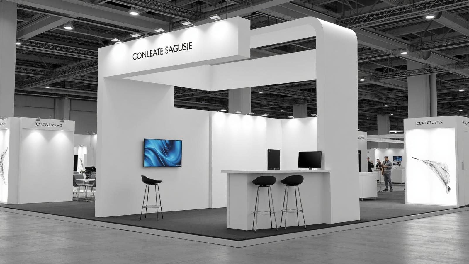 Stand modular de aluguer de 12 m² com gráficos retroiluminados