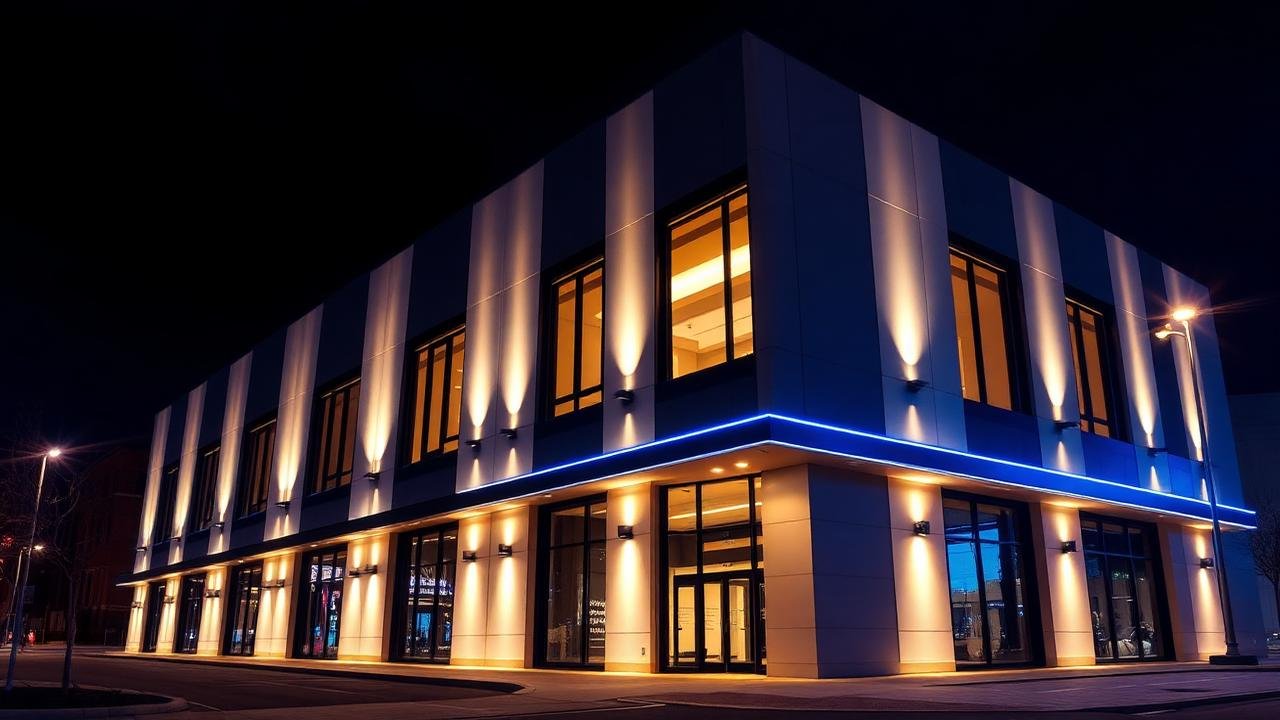 Iluminação arquitectónica nocturna — FACIM Moçambique